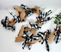 Black White Buffalo Plaid Check Christmas Garland 70&quot; Rag Burlap Farmhou... - $19.54