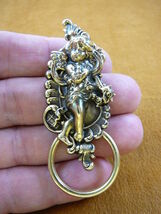 #E-619) Cherub angel lover flowers Eyeglass brass pin pendant ID badge g... - €12,94 EUR