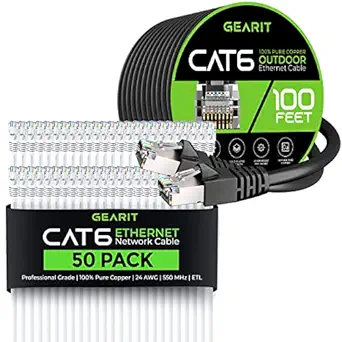 GearIT 50Pack 3ft Cat6 Ethernet Cable &amp; 100ft Cat6 Cable - $253.99