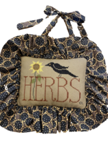 Handmade Cross Stitch Decorative Pillow Herbs/Blackbird/Sunflowers - €6,50 EUR
