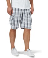 Lee Wyoming Belted Cargo Shorts Mens 29 Blue Plaid Relaxed Fit Twill Cot... - £20.91 GBP