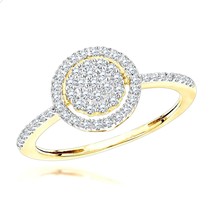 0.25CT Coupe Ronde Moissanite Serti Promesse Fiançailles Bague or Jaune Plaqué - £77.24 GBP