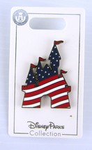 WDW Disney Parks Collection Cinderella&#39;s Castle American Flag Pin Tradin... - £7.38 GBP