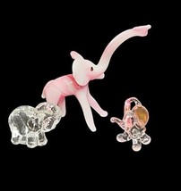 Vintage Art Glass Animal Figures Mini Hand Blown Lot of 3 Elephants Japan - £31.57 GBP