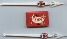 2 Trans World Airlines Plastic Swizzle / Stirrer Sticks &amp; Bar of Soap TWA - $17.82