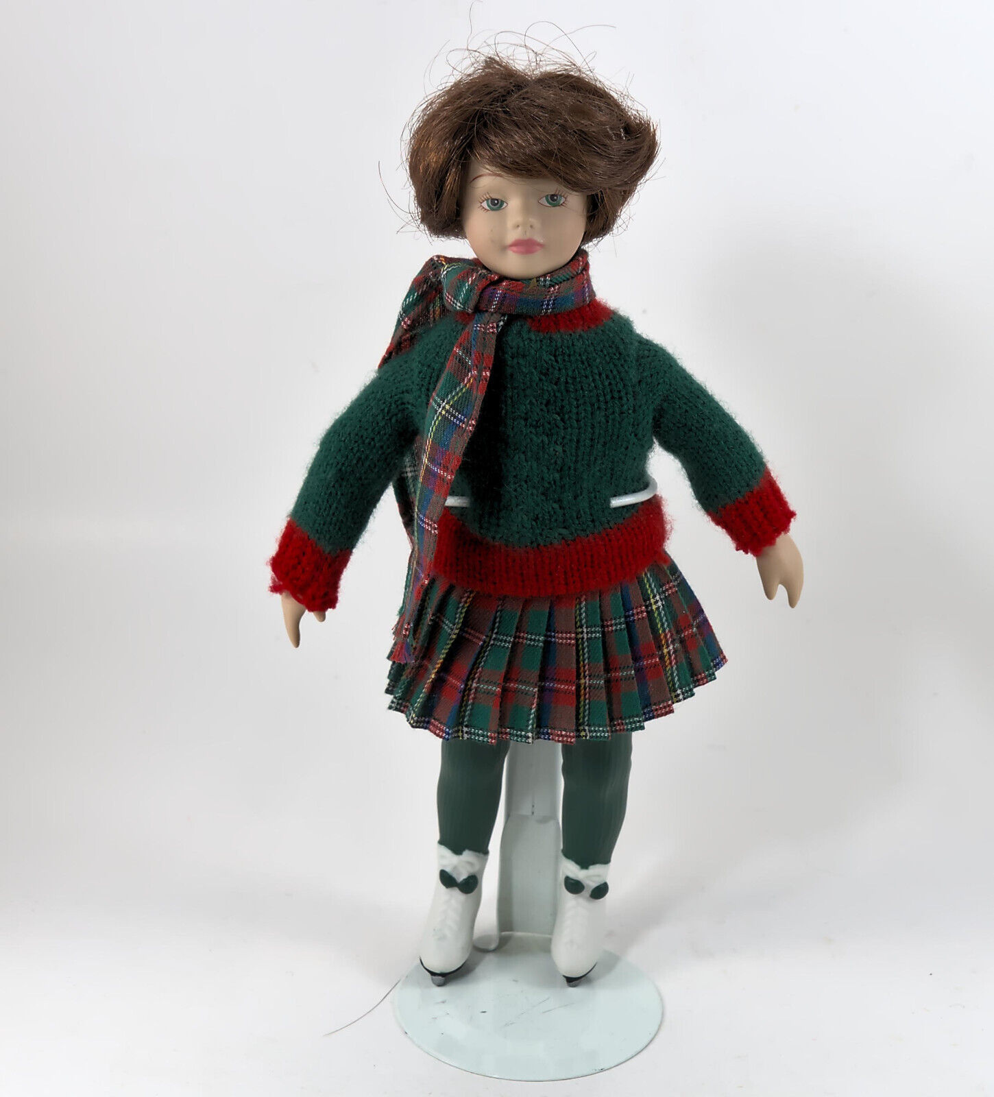 Avon Porcelain Ice Skater Doll Christmas Outfit 1991 Vintage 10" W/ Stand - £10.23 GBP