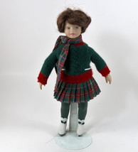 Avon Porcelain Ice Skater Doll Christmas Outfit 1991 Vintage 10&quot; W/ Stand - $12.99