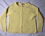 LL Bean Cardigan Sweater Women’s XL Yellow Cable Knit 100% Cotton O BUG5 - $30.00