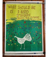 Vintage 1968 Original Poster Looart #722 Signed Lucia Pearce Flower Bird - £43.54 GBP