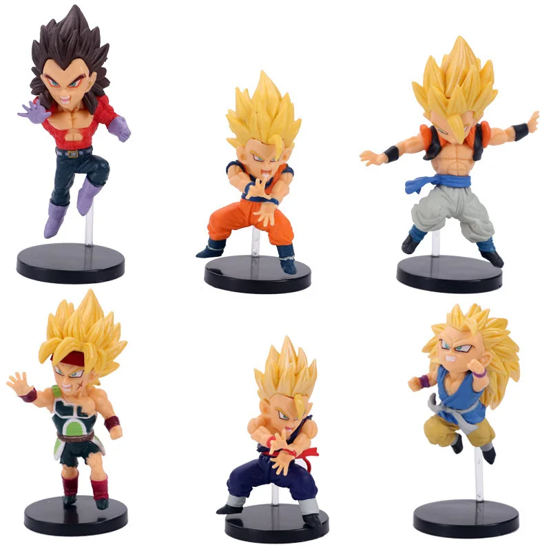 6 Pcs/Set Dragon Ball Z 8-10cm Figure Super Saiyan Anime Ornaments PVC Model - £16.44 GBP