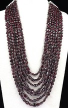 Natural Garnet Beads Pear Cabochon 7 Line 1185 Carats Gemstone Fashion Necklace - £121.14 GBP