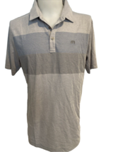 Travis Mathew Men&#39;s Golf Polo Shirt, Gray w Blue Stripes Sz L - €16,36 EUR