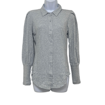 Bobi Los Angeles Womens XS Button Up Shirt Heather Gray Bishop Long Sleeves NWT - $42.03