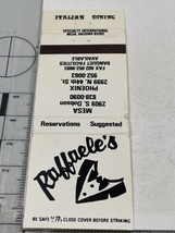 Vintage Matchbook Cover Raffaele’s restaurant Phoenix, AZ  gmg  Unstruck - $12.38