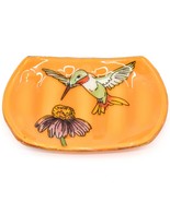 Fused Art Glass Hummingbird Bird Design Orange Soap Dish Handmade Ecuador - £10.27 GBP
