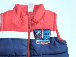 Vest Puffer Size 2T Blue Red Explorer  Patches Toddler Pockets Zip Front... - $8.72