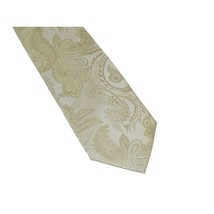 Men's Stacy Adams Tie and Hankie Set Woven Silky Satin #SAT111 Ivory Paisley image 3