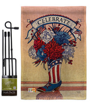 American Boots Burlap - Impressions Decorative Metal Garden Pole Flag Set GS1110 - £27.14 GBP