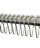 Shower Curtain Hooks Roller Ball Smooth Polished Silver Chrome Set of 12 - £6.99 GBP