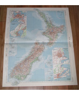 1958 VINTAGE MAP OF NEW ZEALAND AUCKLAND CHRISTCHURCH DUNEDIN SCALE 1:2,... - $38.29