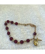 Avon Rosary Bracelet Garnet Colored Gold Tone Chain Vintage 2002 - $20.00