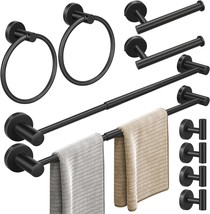 Bathroom Hardware Set, 2Pcs 24In, 10Pcs, Matte Black, Single Towel Bar - £31.29 GBP