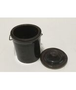 Vintage stoneware small brown crock cheese jar with wire bale lid countr... - €16,95 EUR