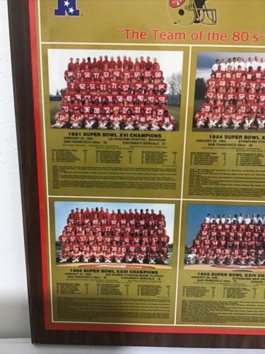 SAN FRANCISO 49ERS "THE TEAM OF THE 80'S" WOODEN PLAQUE TEAM PHOTOS COLOR Item image 10
