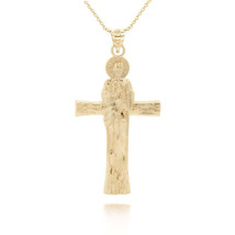 14k Solid Gold Saint Jude Cross Pendant Necklace - Yellow, Rose, or White - £154.19 GBP+