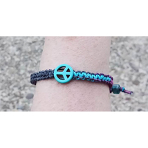 SALE  Handmade Turquoise Peace Sign   Adjustable Hemp Bracelet   Stackable - £5.40 GBP