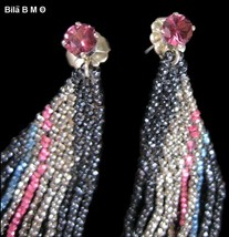 Vintage Sterling Chandelier Earrings With Purple Ruby Stud - Free Shipping - £148.79 GBP