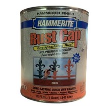 Hammerite Rust Cap Red Hammered Finish Metal Paint and Primer Quart Can New - £54.12 GBP