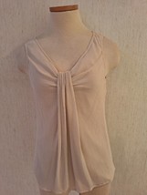 St. John Couture Sz 6 Lined Sleeveless Ivory Silk Crinkle Fabric Blouse ... - $24.63