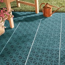 10 Interlocking Tiles Indoor Outdoor Path Mat Patio Walkway Barbecue DIY GREEN - £28.11 GBP