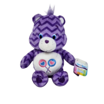 8&quot; CARE BEARS SHARE BEAR CHEVRON FUN PURPLE STUFFED ANIMAL PLUSH TOY NEW... - £22.31 GBP