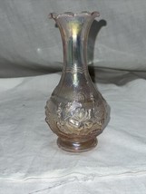 Vintage Imperial Iridescent Pink Contemporary Carnival Glass Vase By Lenox - £23.58 GBP