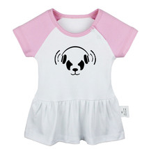 Cartoon Panda Music Newborn Baby Girls Dress Toddler Infant Cotton Clothes - £10.45 GBP