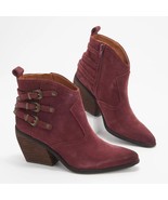 Zodiac Dacey Western Suede Leather Ankle Booties Size 8.5 Shoes Maroon - $896.69 MXN