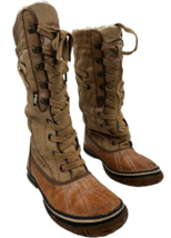 pajar canadian grip leather &amp; nylon lace-up tan lined winter boots women... - $446.78 MXN