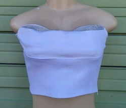 Zara Bianco Scintillante Top Corto Bling a Cuore Collo 4661/034 Size XS/S Nwt - £29.50 GBP