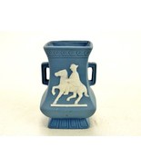 Faux Jasperware 3 1/2&quot; Vase, Horse &amp; Rider, Imitation Wedgwood Made in J... - $26.73 CAD