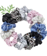12pc Large Satin Hair Scrunchies Elegant Comfortable Lot Blue Pink Gray ... - £10.35 GBP