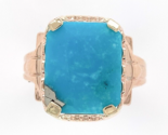 10k Rose Gold Ring with a 3.36 Carat Morenci Genuine Natural Turquoise (... - $628.65