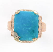 10k Rose Gold Ring with a 3.36 Carat Morenci Genuine Natural Turquoise (#J6563) - £504.07 GBP