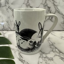 222 Fifth Slice Of Life Collection Bunnies Coffee Mug Black White Rabbit Cup Art - £14.03 GBP