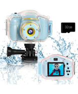 Kids Waterproof Camera Toys Fun Gift Underwater Sports HD 2&#39;&#39;Screen &amp; 32... - £41.23 GBP