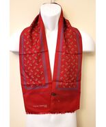 PIERRE CLARENCE FRANCE Men's Luxury Long Scarf  100% Silk  Red Paisley P... - $59.38