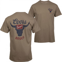 Coors Banquet Rodeo Logo Distressed Front and Back Tan T-Shirt Beige - £32.05 GBP+