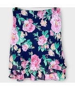 LAUREN RALPH LAUREN tiered navy skirt with pink flowers roses size 6 petite - €29,77 EUR