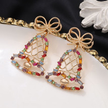 Christmas Diamante Bow Bell Earrings - £8.47 GBP